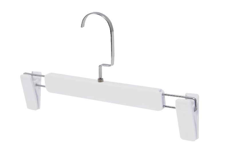 Percha de plástico resistente y duradera para pantalones, color blanco