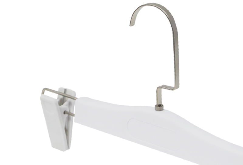 Percha de plástico para pantalones con gancho de metal fuerte blanco