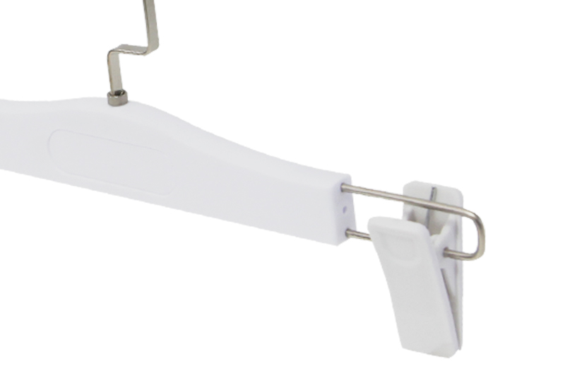 Percha de plástico para pantalones con gancho de metal fuerte blanco