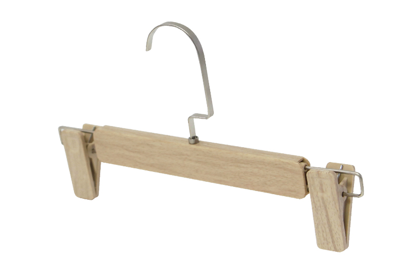 Percha de madera para pantalones con gancho de metal ligero y práctico