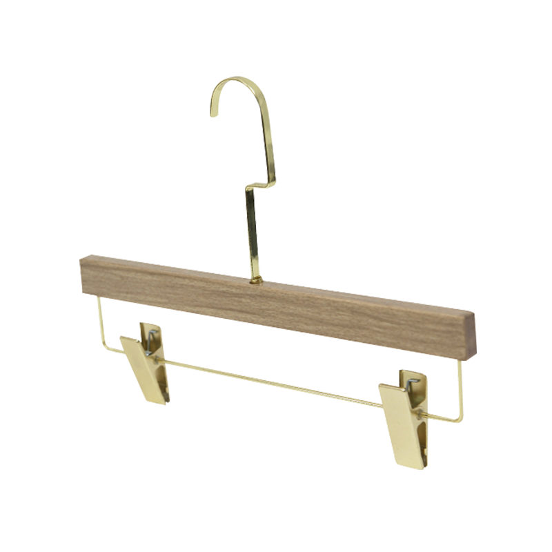 Percha de madera para pantalones con gancho de metal: almacenamiento duradero para armarios organizados